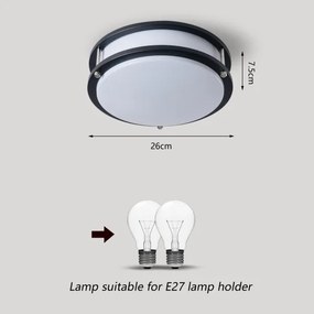 BRILAGI - Plafonieră ELARO, 2xE27/40W/230V, Ø 26 cm, neagră