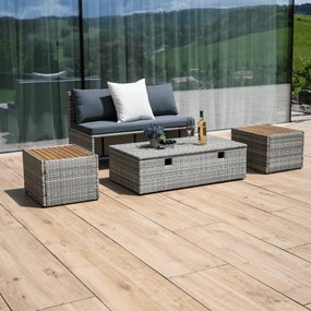 Set rattan de grădină DEBRA, gri/natural/crem