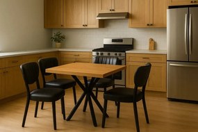 Masa bucatarie patrat  din mdf texturata,culoare nuc, Homs 70 x 70X75