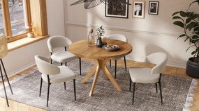Mazzoni RENZO Stejar Natural - MASĂ ROTUNDĂ DIN LEMN Ø110 EXTENSIBILĂ PÂNĂ LA 180 cm | PENTRU BUCĂTĂRIE SUFRAGERIE LIVING RETRO