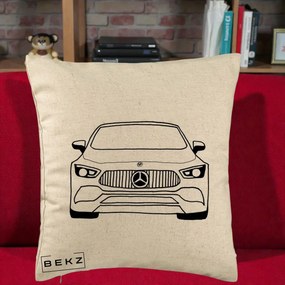 Perna Personalizata Mercedes-Benz Fata Linie, 40x40 cm, Bej, Husa Detasabila, Perna Inclusa, BEKZ®