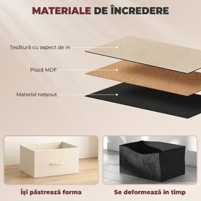 HOMCOM Comodă înaltă cu 4 sertare din material textil, bej | Aosom Romania