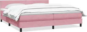 vidaXL Pat box spring cu saltea, roz, 180x210 cm, catifea