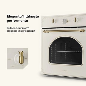 Klarstein Victoria, cuptor încorporat design retro 9 funcții, 50-250 ° C fildeș