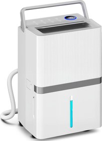 HOMCOM Dezumidificator 35 L/zi pentru 40-90 m² Indicator lumină pentru umiditate Rezervor 5,5 litri Drenaj continuu Temporizator 24H | Aosom Romania