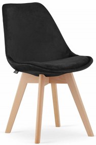 Scaun DAREN NORI VELVET negru cu picioare de fag