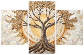 Tablou – Arborele vieții auriu în mozaic (90x60 cm)