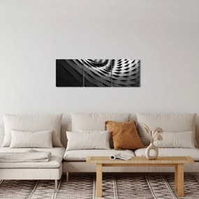 Tablou abstract - spirală alb neagră (cu ceas) (90x30 cm)