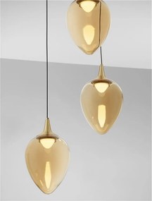 Lustra moderna cu 3 pendule LED, Metal, Sticla, Champaign, Nali