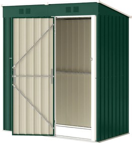 Outsunny Adăpost de Grădină Exterior 1,37 m² 163x90x179 cm cu Ușă cu Încuietoare și Fante de Ventilație Verde | Aosom Romania