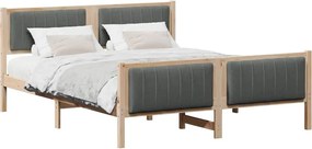vidaXL Cadru de pat maro și gri închis 150 x 200 cm Lemn masiv de pin