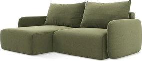 Colțar verde extensibil/cu spațiu de depozitare cu tapițerie din catifea (cu colț pe partea stângă/cu șezlong) Kalena – Makamii