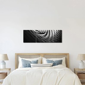 Tablou abstract - spirală alb neagră (cu ceas) (90x30 cm)
