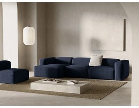 Colțar albastru închis cu tapițerie din catifea reiată (cu colț pe partea stângă/cu șezlong) Bergamo – Cosmopolitan Design