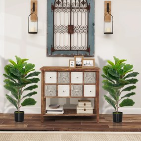 HOMCOM Set de 2 plante artificiale de interior 80 cm ficus lyrata arbore artificial cu ghiveci din plastic și sol flocat verde | Aosom Romania