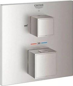 Baterie cada - dus incastrata Grohtherm Cube 2 iesiri crom periat Supersteel fara corp ingropat