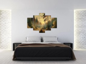 Tablou - Soare strălucind prin pădure (150x105 cm)