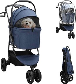 vidaXL Carucior pentru Pisici Pliante albastru 78 x 54 x 101 cm