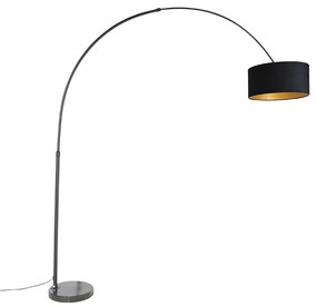 Lampă cu arc cu abajur din catifea neagră negru cu auriu 50 cm - XXL