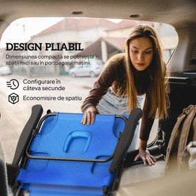 Outsunny Sezlong Plaja Pliabil cu 4 Nivele Rabatare si brațe, Greutate sustinuta 120 kg,Gri | Aosom Romania