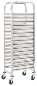 vidaXL Cărucior bucătărie pentru 16 tăvi, 38x55x163cm, oțel inoxidabil