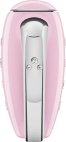 Mixer manual SMEG 50's Style HMF01PKEU, 250 W, 9 viteze, Functie Turbo, Afisaj LED, Timer, Accesorii, Roz