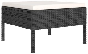 Set mobilier de gradina cu perne, 10 piese, negru, poliratan 2x colt + 5x mijloc + 2x suport pentru picioare + masa, 1