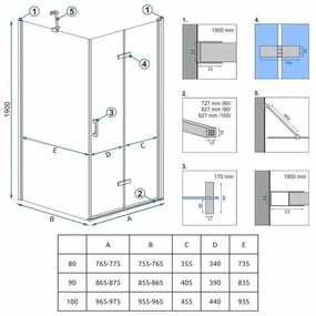 Cabina dus Molier Crom 100x80cm, Rea