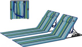 Outsunny Set de 2 șezlonguri pliabile cu spătar reglabil, ușoare, cu pernă și buzunar de depozitare | Aosom Romania