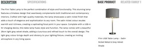 Veioza/Lampa de masa design modern Finn, nickel, gri