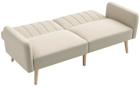 HOMCOM Canapea Extensibilă 2 Locuri Design Scandinavian Dossier Inclinabil 3 Poziții Picioare Lemn Aspect In Bej | Aosom Romania