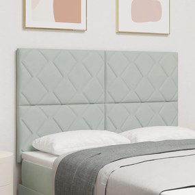 vidaXL Tăblie cap Pe perete Geometric Gri deschis 144 cm Catifea
