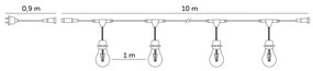 Lanț LED decorativ de exterior BAJA ST64 10xE27/1W/230V 10,9m IP44 alb cald