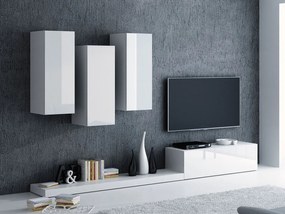 Camera de zi Charlotte A118Alb lucios, Alb, Părți separate, Cu comodă tv, MDF, PAL laminat, 300x42cm, 83 kg