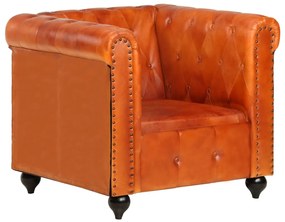 Fotoliu chesterfield, arămiu, piele naturală