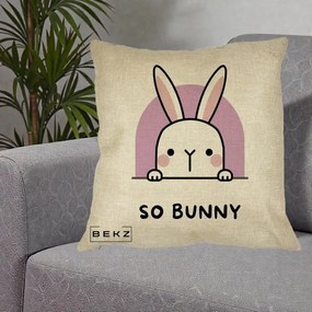 Perna Decorativa So Bunny Kawaii, 40x40 cm, Crem, Husa Detasabila, Perna Inclusa, BEKZ®