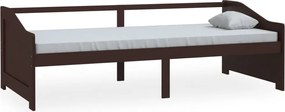vidaXL Pat de zi cu 3 locuri, maro închis, 90x200 cm, lemn masiv pin