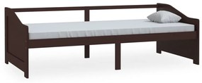 322167 vidaXL Pat de zi cu 3 locuri, maro închis, 90x200 cm, lemn masiv pin