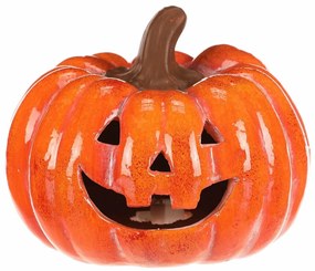 Decorație LED de toamnă Dovleac cu față, 15 x 15 x12 cm, ceramică