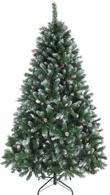 HOMCOM Brad de Crăciun Înzăpezit Înalt 180 cm cu 910 Ramuri, Brad Artificial de Interior cu Conuri Decorative, Bază Metalică Pliabilă, Verde | Aosom Romania