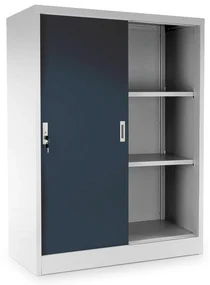 Dulap metalic universal mediu cu uși glisante 90 x 40 x 120 cm, încuietoare cilindrică, antracit - ral 7016