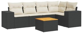 3225433 vidaXL Set mobilier de grădină cu perne, 6 piese, negru, poliratan