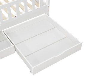Patut Marli 90 x 200 cm cu 2 sertare si grilaj cu lamele - alb