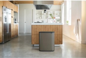 Cos de gunoi Brabantia Bo Touch 1001271, 2x30 L, Deschidere lina si silentioasa, Deschidere larga, Gri inchis