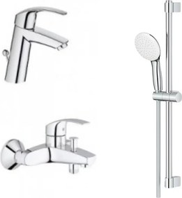 Set baterie lavoar baterie cada dus si set dus Grohe Eurosmart New S crom lucios