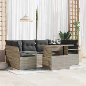 vidaXL Set de canapele pentru grădină cu pernă 7 pcs Gri deschis