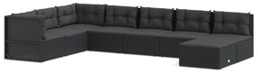3187101 vidaXL Set mobilier de grădină cu perne, 8 piese, negru, poliratan