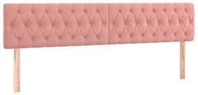 Pat cu arcuri, saltea  LED, roz, 200x200 cm, catifea Roz, 200 x 200 cm, Design cu nasturi