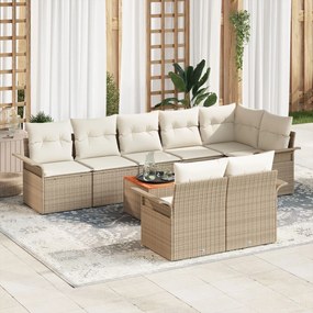 vidaXL Set Canapea Grădină 9 Piese cu Perne Bej Poli Ratan Acacia