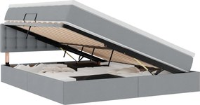 vidaXL Pat cu saltea și spațiu de depozitare Gri deschis 180 x 200 cm